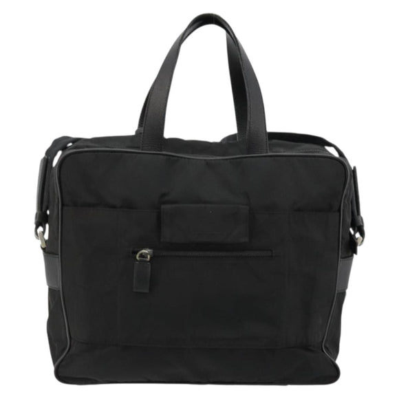 PRADA Hand Bag Nylon 2way Black Silver Auth bs34745