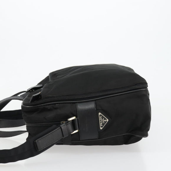 PRADA Hand Bag Nylon 2way Black Silver Auth bs34745