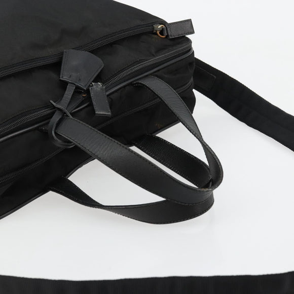 PRADA Hand Bag Nylon 2way Black Silver Auth bs34745