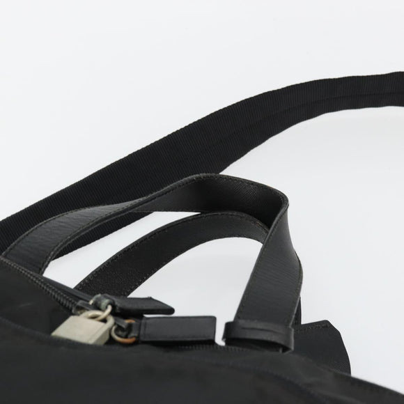 PRADA Hand Bag Nylon 2way Black Silver Auth bs34745