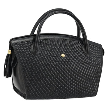BALLY Quilted Hand Bag Leather Black Gold Auth bs34746