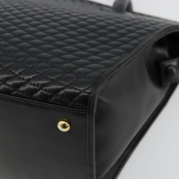BALLY Gewatteerde Handtas Leer Zwart Goud Auth bs34746