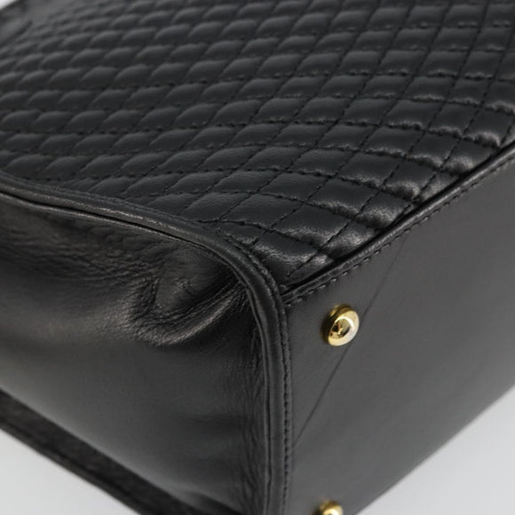 BALLY Gewatteerde Handtas Leer Zwart Goud Auth bs34746