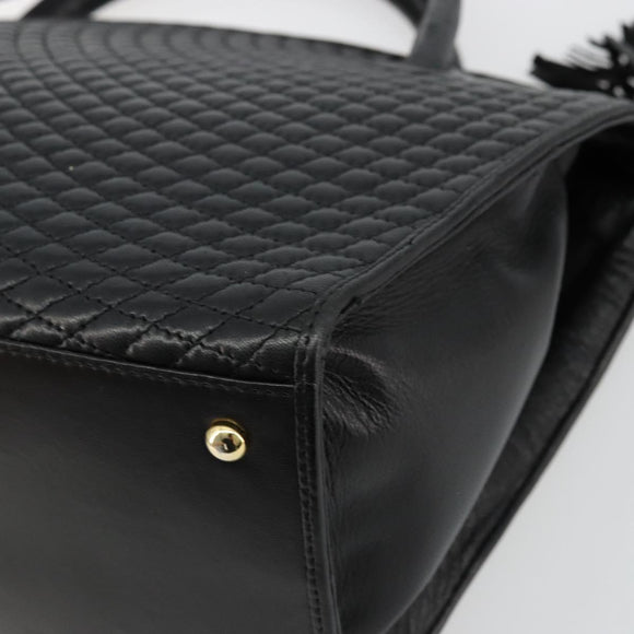 BALLY Gewatteerde Handtas Leer Zwart Goud Auth bs34746
