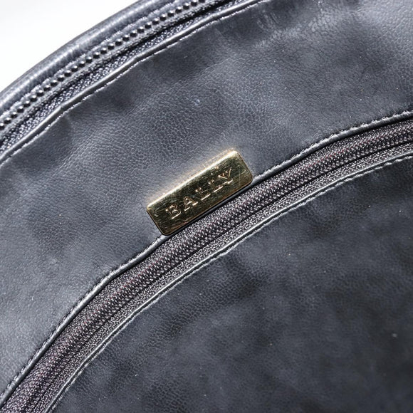 BALLY Gewatteerde Handtas Leer Zwart Goud Auth bs34746