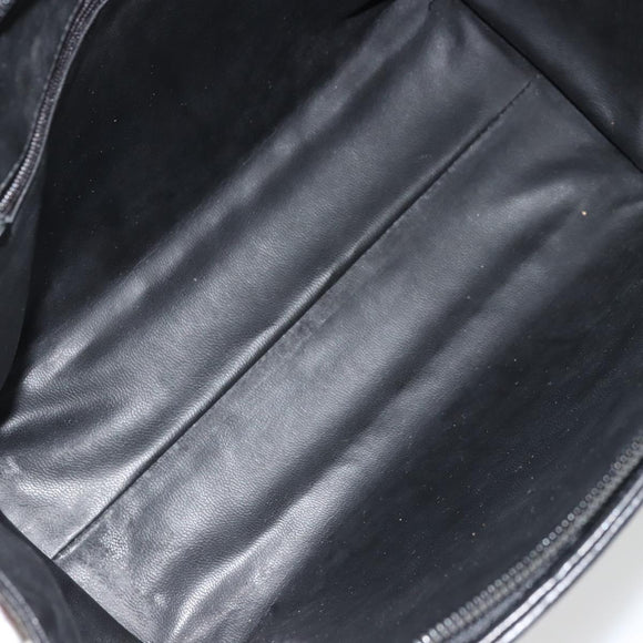 BALLY Gewatteerde Handtas Leer Zwart Goud Auth bs34746