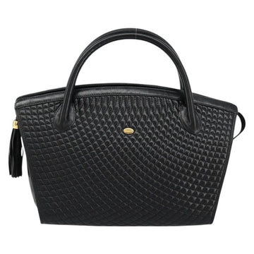 BALLY Quilted Hand Bag Leather Black Gold Auth bs34746 - 0