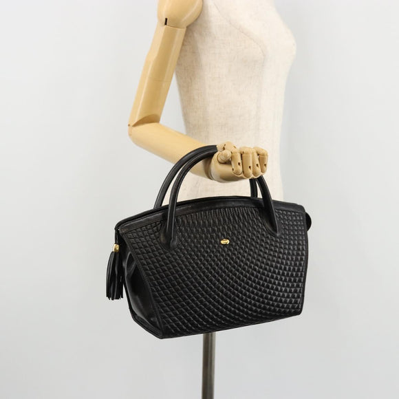 BALLY Gewatteerde Handtas Leer Zwart Goud Auth bs34746