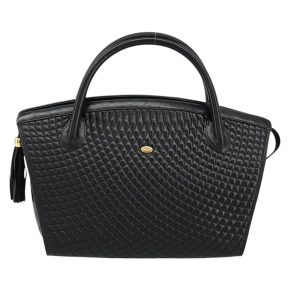 BALLY Gewatteerde Handtas Leer Zwart Goud Auth bs34746