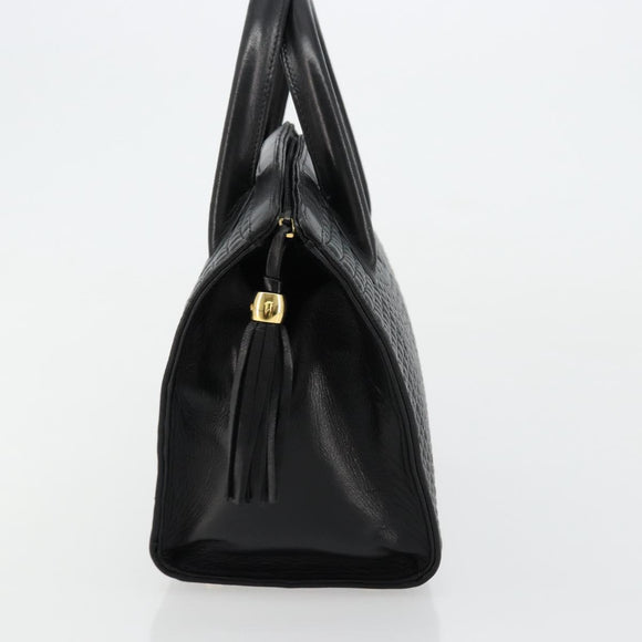 BALLY Gewatteerde Handtas Leer Zwart Goud Auth bs34746