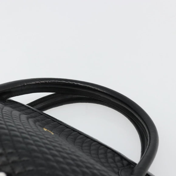 BALLY Gewatteerde Handtas Leer Zwart Goud Auth bs34746