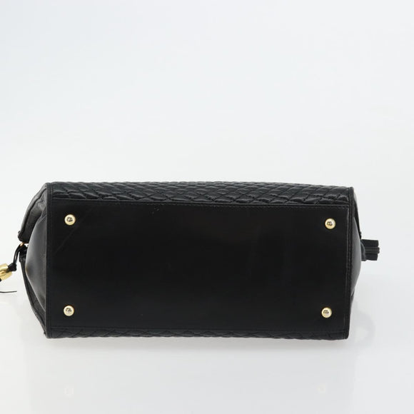 BALLY Gewatteerde Handtas Leer Zwart Goud Auth bs34746