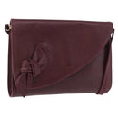 VALENTINO Shoulder Bag Leather Bordeaux Gold Auth bs34747-1