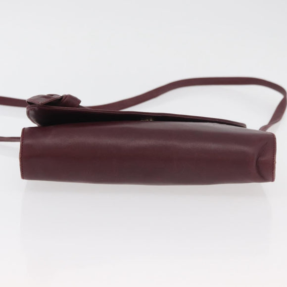 VALENTINO Shoulder Bag Leather Bordeaux Gold Auth bs34747