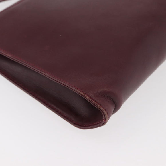 VALENTINO Shoulder Bag Leather Bordeaux Gold Auth bs34747