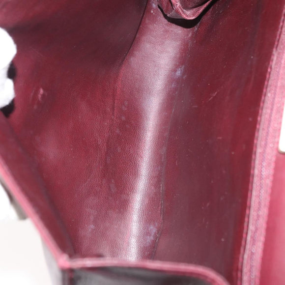 VALENTINO Shoulder Bag Leather Bordeaux Gold Auth bs34747