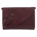 VALENTINO Shoulder Bag Leather Bordeaux Gold Auth bs34747-13