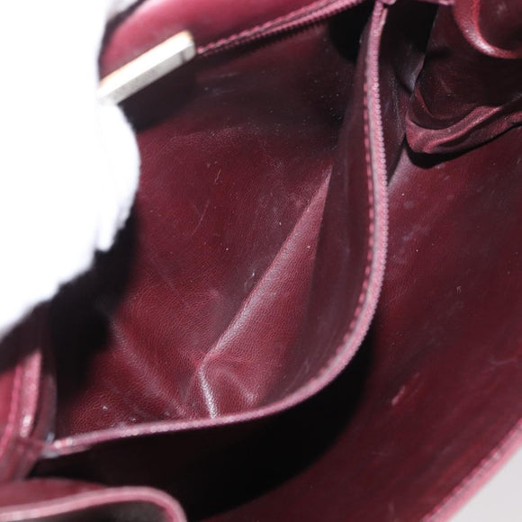 VALENTINO Shoulder Bag Leather Bordeaux Gold Auth bs34747