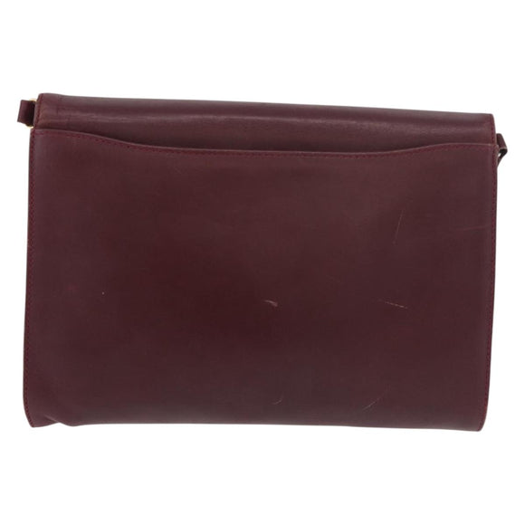 VALENTINO Shoulder Bag Leather Bordeaux Gold Auth bs34747