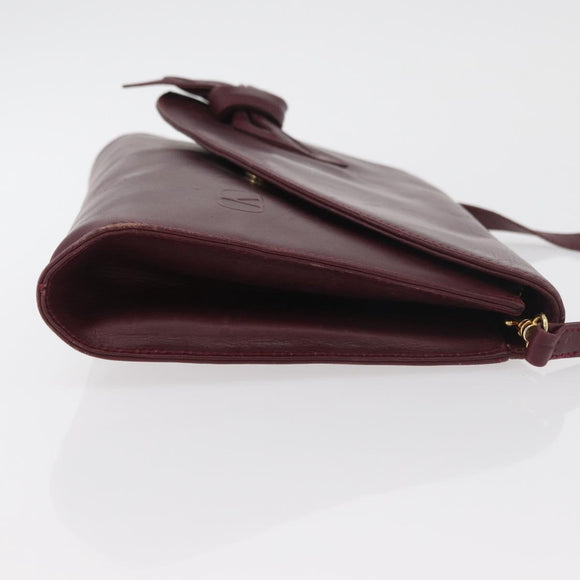 VALENTINO Shoulder Bag Leather Bordeaux Gold Auth bs34747