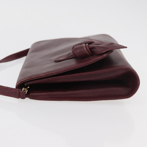 VALENTINO Shoulder Bag Leather Bordeaux Gold Auth bs34747