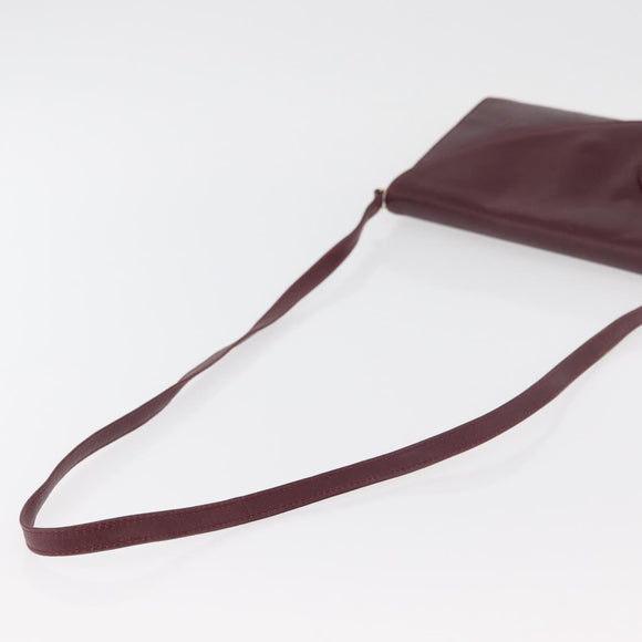 VALENTINO Shoulder Bag Leather Bordeaux Gold Auth bs34747