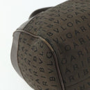 BVLGARI Logo Mania Hand Bag Canvas Brown Silver Auth bs34748-14