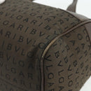BVLGARI Logo Mania Hand Bag Canvas Brown Silver Auth bs34748-15