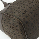 BVLGARI Logo Mania Hand Bag Canvas Brown Silver Auth bs34748-16