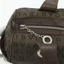 BVLGARI Logo Mania Hand Bag Canvas Brown Silver Auth bs34748-10