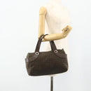 BVLGARI Logo Mania Hand Bag Canvas Brown Silver Auth bs34748-23