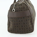 BVLGARI Logo Mania Hand Bag Canvas Brown Silver Auth bs34748-4