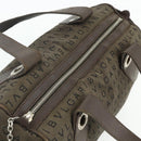 BVLGARI Logo Mania Hand Bag Canvas Brown Silver Auth bs34748-6