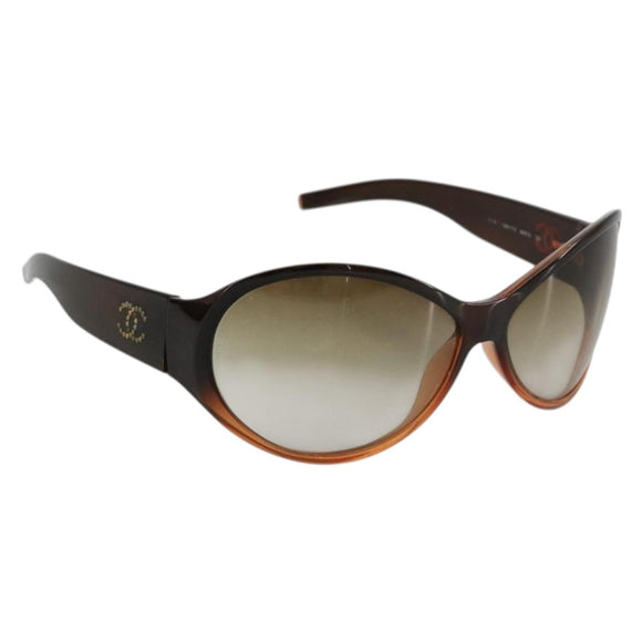 CHANEL Sunglasses plastic Brown CC Auth bs34750