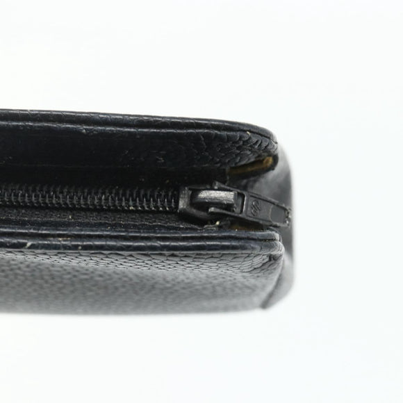 CHANEL Coin Purse Caviar Skin Black Gold CC Auth bs34754