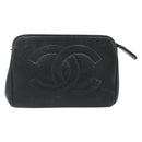 CHANEL Coin Purse Caviar Skin Black Gold CC Auth bs34754-13