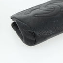 CHANEL Coin Purse Caviar Skin Black Gold CC Auth bs34754-8