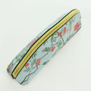 GUCCI Pen Case Leather Light Blue Gold 662130 Auth bs34755M-6