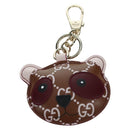 GUCCI GG Embossed Leather Panda Bag Charm Leather Brown Gold Auth bs34757M-13