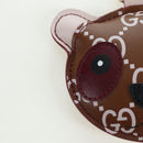 GUCCI GG Embossed Leather Panda Bag Charm Leather Brown Gold Auth bs34757M-2