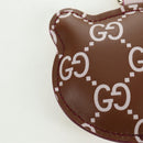 GUCCI GG Embossed Leather Panda Bag Charm Leather Brown Gold Auth bs34757M-6