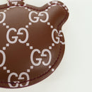 GUCCI GG Embossed Leather Panda Bag Charm Leather Brown Gold Auth bs34757M-7