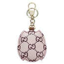 GUCCI GG geprägter Leder Eulen Taschenanhänger Leder Rosa Gold Auth bs34758M-5