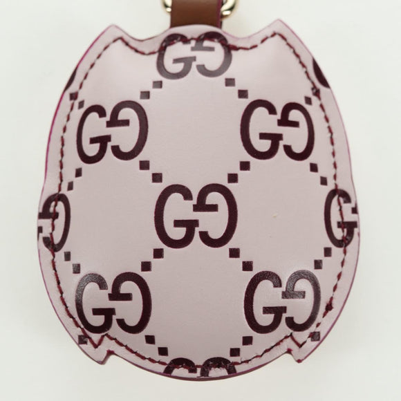 GUCCI GG geprägter Leder Eulen Taschenanhänger Leder Rosa Gold Auth bs34758M
