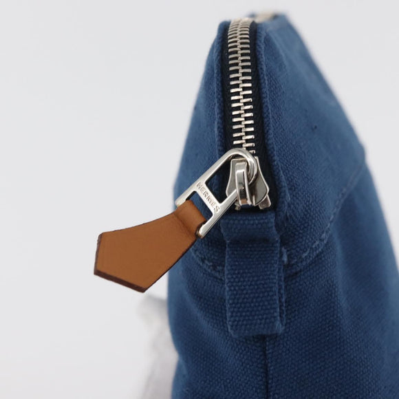 HERMES Bolide Pouch 15 cotton Blue Auth bs34759A