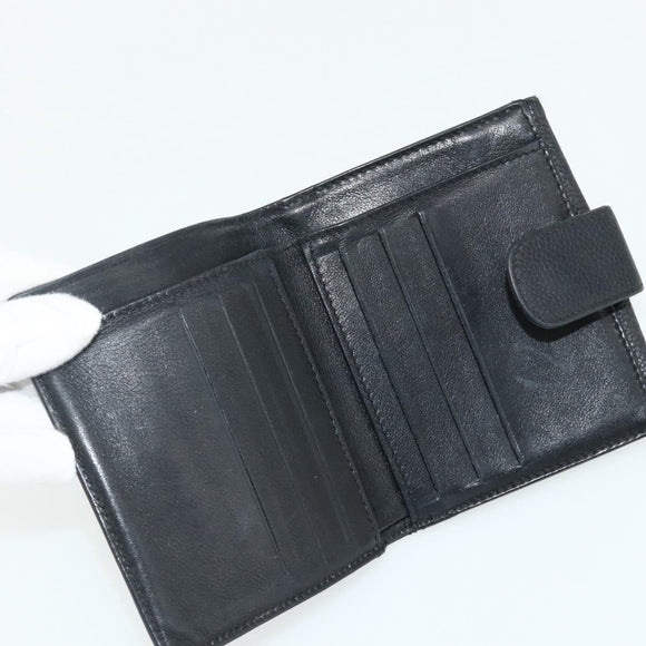 CHANEL Bifold Wallet Caviar Skin Black Gold CC Auth bs34761