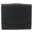 CHANEL Bifold Wallet Caviar Skin Black Gold CC Auth bs34761-13