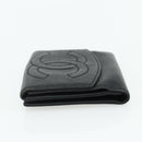 CHANEL Bifold Wallet Caviar Skin Black Gold CC Auth bs34761-3