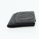 CHANEL Bifold Wallet Caviar Skin Black Gold CC Auth bs34761-4