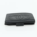 CHANEL Bifold Wallet Caviar Skin Black Gold CC Auth bs34761-5